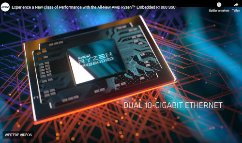 Leyenda 4: Los procesadores AMD Ryzen Embedded V1000 / R1000 también admiten 10 Gigabit Ethernet. Advantech ofrece dicho diseño Mini-ITX a solicitud del cliente. 